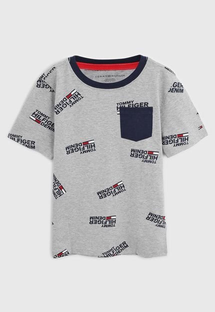 Camiseta Tommy Hilfiger Kids Infantil Bolso Cinza - Marca Tommy Hilfiger Kids