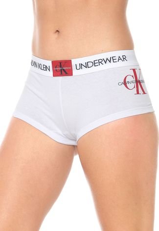 Calcinha Calvin Klein Underwear Boxer Logo Branca - Compre Agora