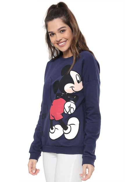 Moletom Flanelado Fechado Cativa Disney Mickey Mouse Azul-marinho - Marca Cativa Disney