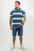 Camisa Polo Masculina Listrada Azul Linho Elastano Anticorpus - Marca Anticorpus JeansWear