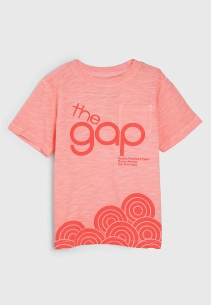 Camiseta GAP Infantil Lettering Bolso Coral - Marca GAP