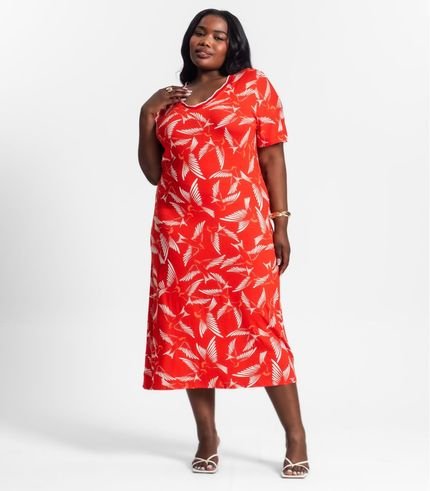 Vestido Feminino Plus Size Estampado Secret Glam Laranja - Marca Secret Glam