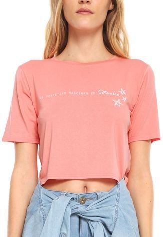 Camiseta Cropped Acrobat Empoderada Setembro Coral