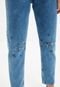 Calça Jeans Trendyol Collection Reta Destroyed Estrelas Azul - Marca Trendyol Collection