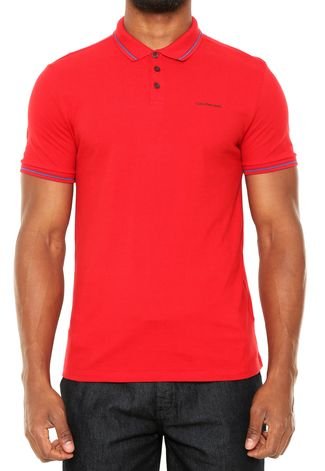 Camisa Polo Calvin Klein Jeans Mini Logo Vermelha