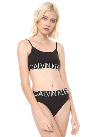 Calcinha Calvin Klein Underwear Tanga Statement Preta