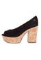 Peep Toe Couro Capodarte Salto Grosso Preto - Marca Capodarte