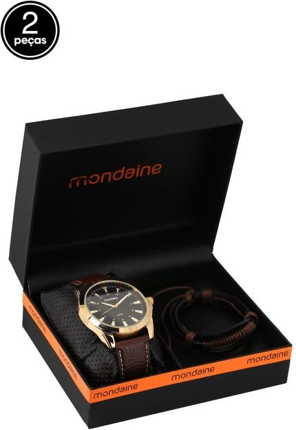 Kit 2pçs Relógio Mondaine 83303GPMKDH2K1 Dourado - Marca Mondaine