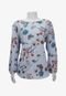 Blusa Floral Listrada Azul Produto Gentilmente Usado - Marca EMIGÊ