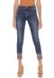 Calça Jeans Desigual Skinny Cropped Bordada Azul - Marca Desigual