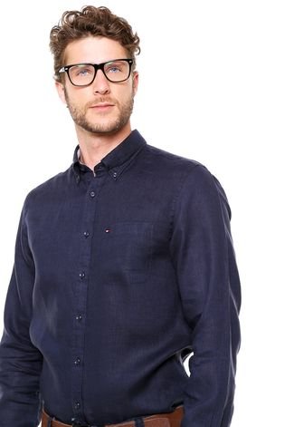 Camisa Tommy Hilfiger Regular Fit Azul-Marinho