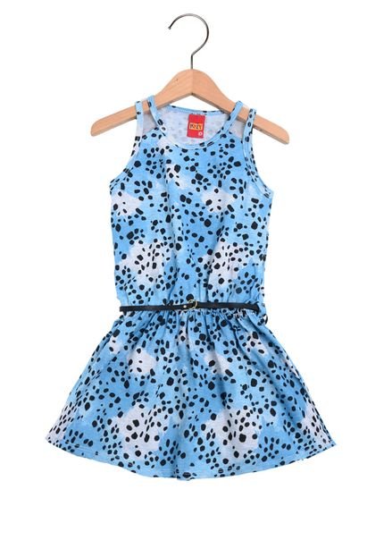 Vestido Kyly Curto Infantil Animal Print Azul - Marca Kyly