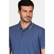 Polo Aramis Manga Curta Gola 2 Frisos Azul Jeans - G - Marca Aramis