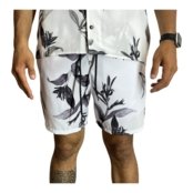 FreeSurf Short Voley Grey Flower - Branco - Marca DAFITI