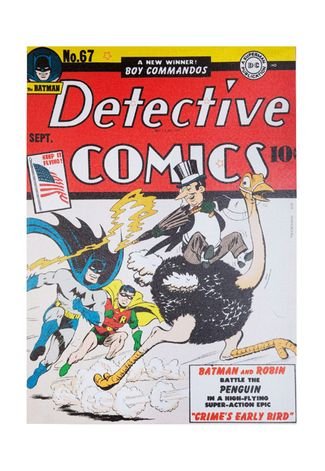 Quadro DCO Lona Detective Comics 50x70cm Vermelho/Branco