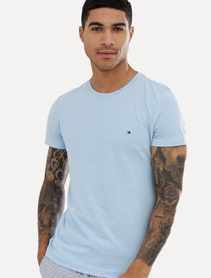 Camiseta Tommy Hilfiger Masculina Essential Cotton Azul Claro - Marca Tommy Hilfiger