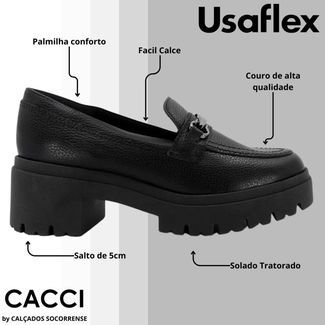 Sapato Loafer Feminino Conforto Couro Usaflex Aj0904