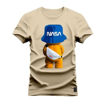 Camiseta Plus Size Estampada Premium T-Shirt Ted Chapeu - Bege - Marca Nexstar