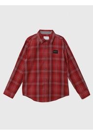 Camisa Niño Yarn-Dyed Plaid Rojo Calvin Klein