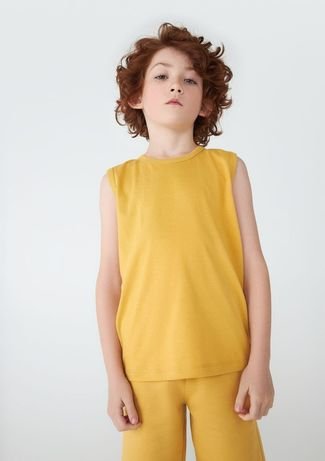 Regata Básica Infantil Menino Modelagem Tradicional  Tam 1 A 16 - Amarelo