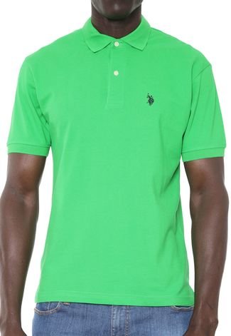 Camisa Polo U.S. Polo Reta Logo Verde