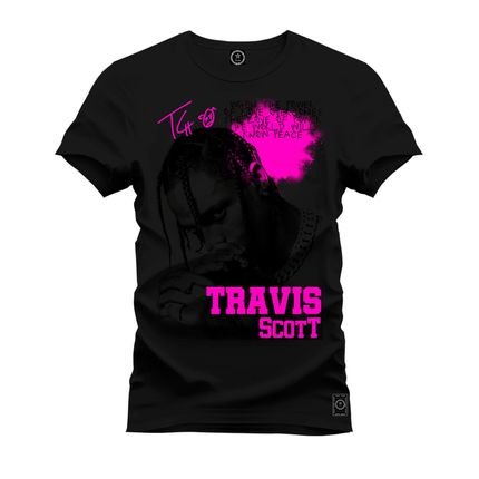 Camiseta Plus Size T-Shirt Confortável Estampada Travis Scott Black Show - Preto - Marca Nexstar
