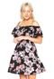 Vestido Ciganinha Queens Paris Floral Preto - Marca Queens Paris