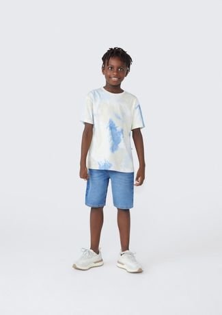 Bermuda Jeans Infantil Menino Com Elastano - Azul