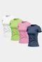 Kit 4 Camisetas Manga Curta Feminina Dry Básica Lisa Proteção Solar UV Térmica Blusa Academia Esporte Camisa Colorido - Marca ADRIBEN
