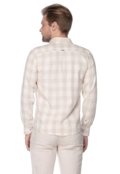 Camisa Social Slim Zaiko Textura Natural Xadrez Manga Longa 3325  Bege - Marca Zaiko