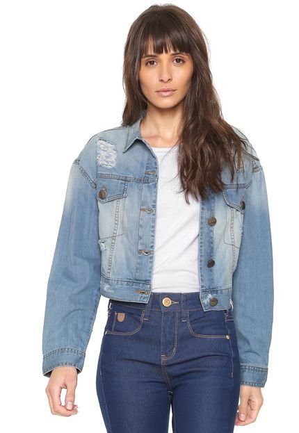 Jaqueta Cropped Jeans Sommer Destroyed Azul - Marca Sommer