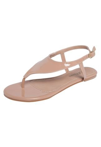 Rasteira DAFITI SHOES Com Pedras Nude - Compre Agora