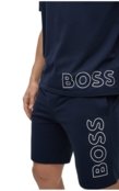 Camiseta De Pijama De Algodão Elástico Com Logotipo Delineado - Marca BOSS