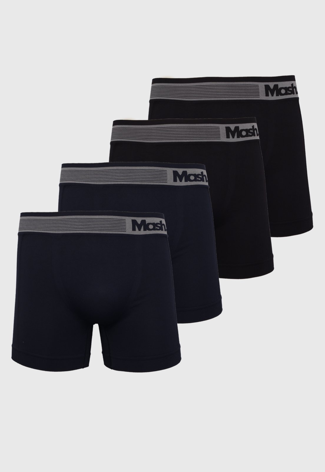 Kit 4pçs Cueca MASH Boxer Sem Costura Logo Preta - Marca MASH