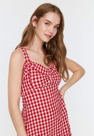 Vestido Trendyol Collection Curto Xadrez Vichy Vermelho - Compre Agora,  xadrez vichy origem 