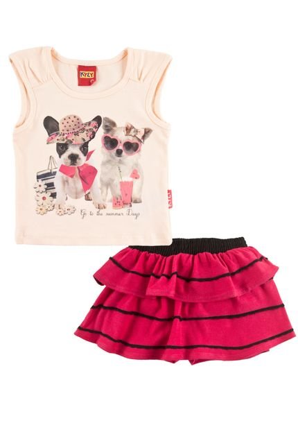 Conjunto Kyly Summer Dogs Coral/Rosa - Marca Kyly