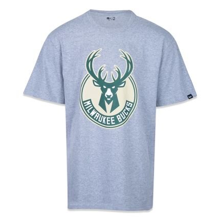 Camiseta New Era Plus Size Milwaukee Bucks Mescla Cinza - Marca New Era