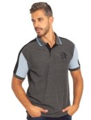 Polo Aleatory Masculina Piquet Patch Black Grey Heather Chumbo - Marca Aleatory