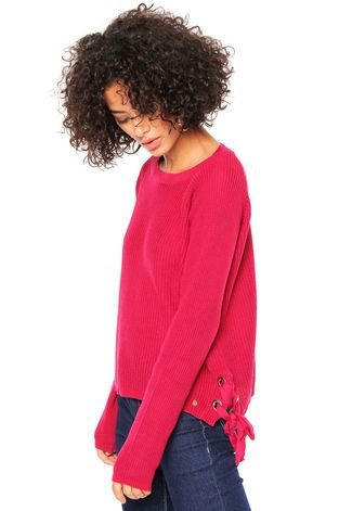 Suéter Malwee Tricot Lace Up Rosa