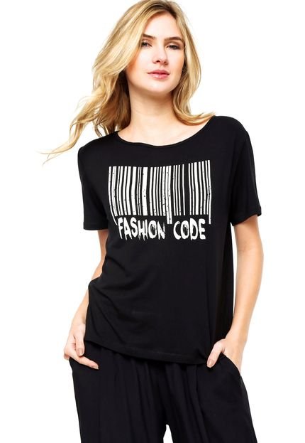 Blusa Manga Curta FiveBlu Fashion Code Preta - Marca FiveBlu