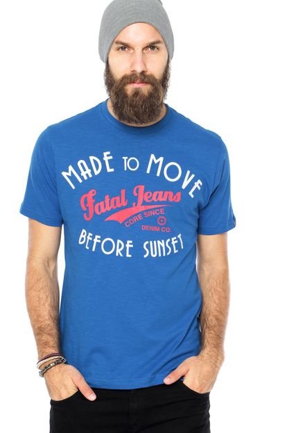 Camiseta Fatal U Slim Gv Estampada Azul - Marca Fatal Surf