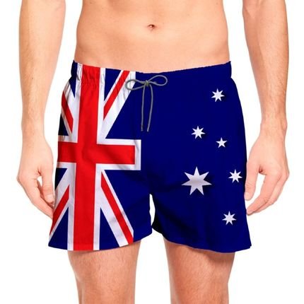Short Masculino Praia Curto Estampa Bandeira Austrália Copa Multicolorido - Marca BUENO STORE