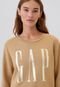 Blusa de Moletom Fechada GAP Logo Bege - Marca GAP