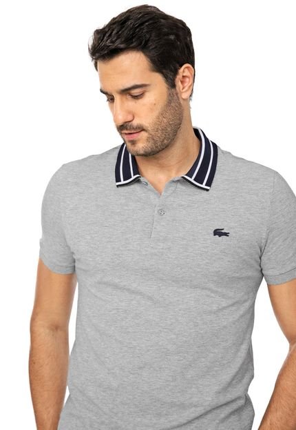 Camisa Polo Lacoste Slim Logo Cinza - Marca Lacoste