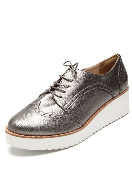 Oxford Flatform Capodarte Brogue Metalizado Prata Velha - Marca Capodarte