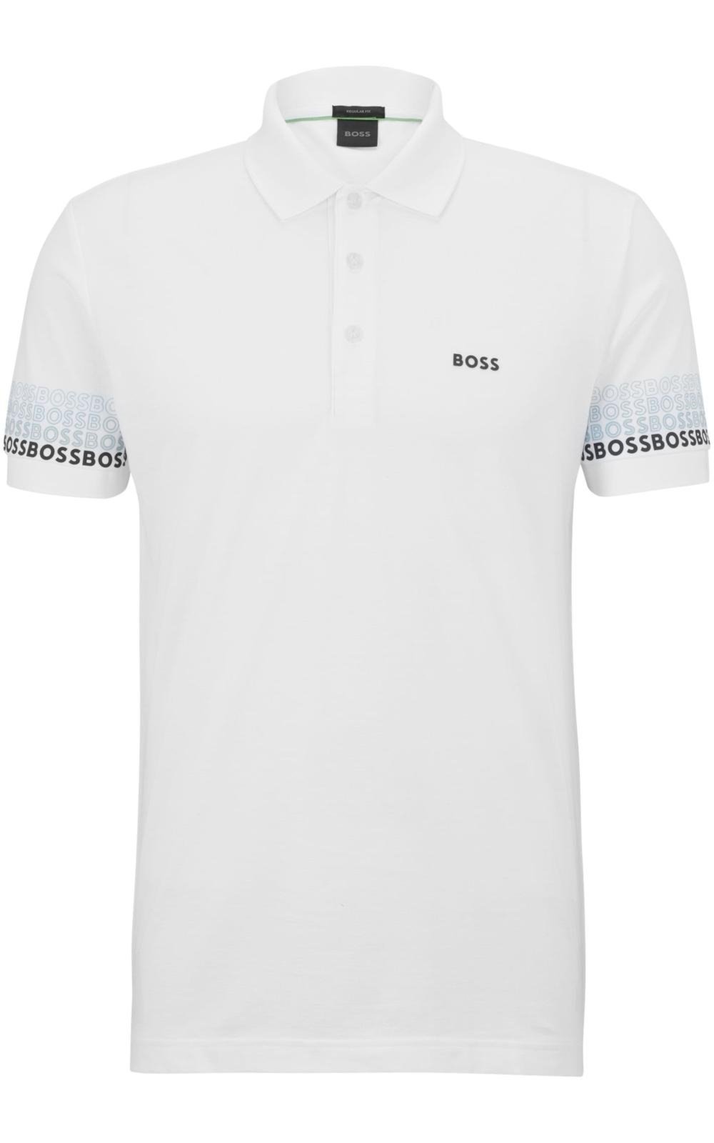 Camisa Polo Piquet De Algodão Com Logos Multicoloridos Em Jacquard - Marca BOSS