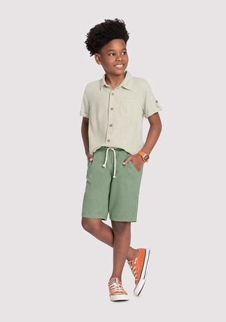 Bermuda Sarja Linho Infantil Menino Jogger