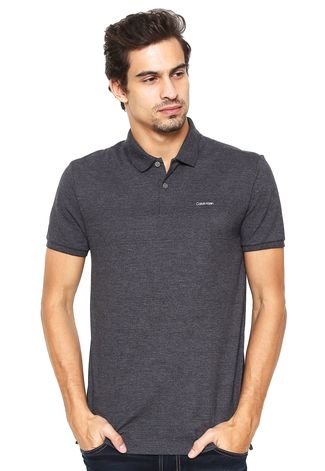 Camisa Polo Calvin Klein Bordado Cinza 