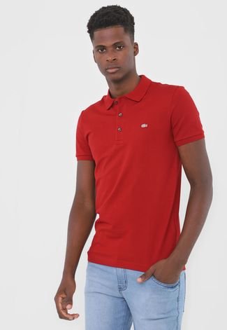 Polo lacoste shop rouge slim fit