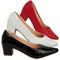 Kit 03 pares de sapato Scarpin feminino salto grosso baixo bico fino branco, preto, vermelho macio conforto. - Marca SACOLÃO DOS CALÇADOS